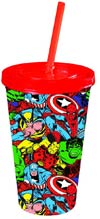 Marvel Heroes 16-Ounce Cold Cup With Lid & Straw - Group Shot