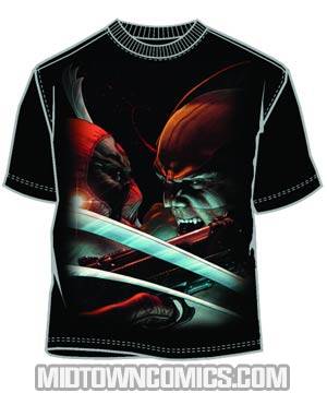 Wolverine Deadpool Combat Black T-Shirt Large