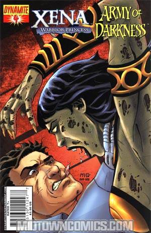 Xena vs Army Of Darkness What Again #4 Ash Choking Xena Cover