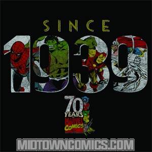 Marvel 70th Anniversary Black T-Shirt Large