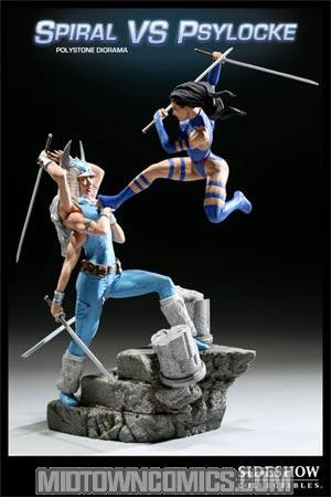 Spiral vs Psylocke Diorama Statue