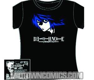 Death Note L Foil Black Juniors T-Shirt Large