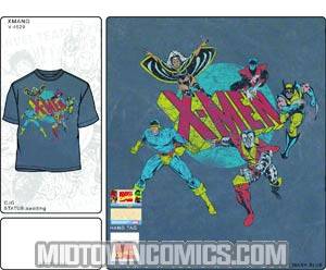 X-Men Xmang Mineral Wash Blue Mens T-Shirt Large