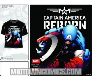 Captain America Reborn Mr Q Cover Black T-Shirt Large