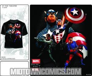 Captain America At The Theatre Black T-Shirt Large