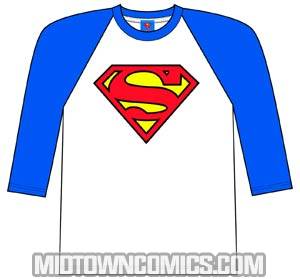 Superman Classic Logo Baseball Shirt Large