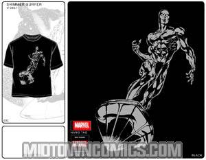 Silver Surfer Shimmer Surfer Black T-Shirt Large