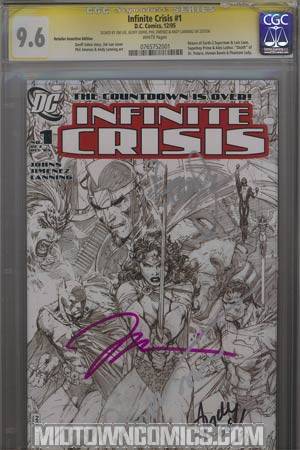 Infinite Crisis #1 Jim Lee Cover Signed by Geoff Johns Phil Jimenez Andy Lanning CGC 9.8