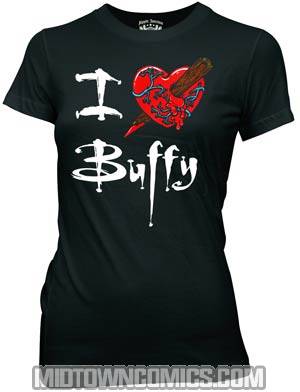 Buffy The Vampire Slayer I Heart Buffy Black Juniors T-Shirt Large