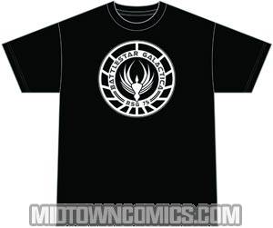 Battlestar Galactica Galactica Logo Black T-Shirt Large