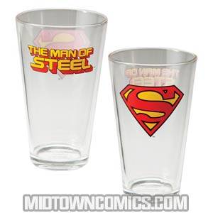Superman Man Of Steel 16-Ounce Glasses Set Of 2