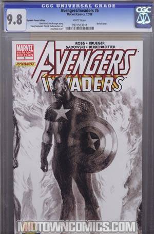 Avengers Invaders #5 DF Exclusive Alex Ross Sketch Variant Cover CGC 9.8