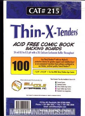 Bill Cole THIN-X-TENDERS Silver / Golden Age Size Boards 100-Count