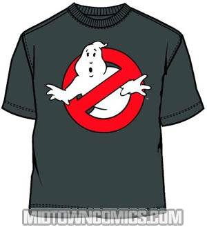 Ghostbusters Ghost Logo Glow-In-The-Dark Charcoal Previews Exclusive T-Shirt Large