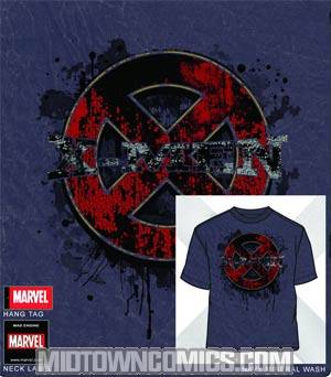X-Men Untamed Vest Previews Exclusive Navy Mineral Wash T-Shirt Large