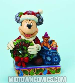 Disney Traditions Santa Mickey With Wreath Figurine