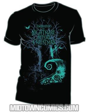 Nightmare Before Christmas Cemetary Tree Black T-Shirt Large