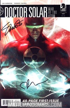 Doctor Solar Man Of The Atom Vol 2 #1 Regular Michael Komarck Cover Signed By Jim Shooter & Dennis Calero