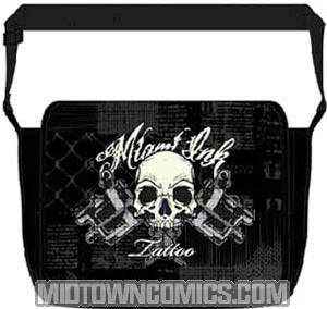 Miami Ink Skull And Cross Black Messenger Bag