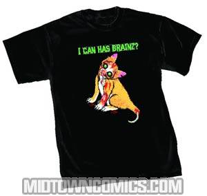 Zombie Cat Black T-Shirt Large