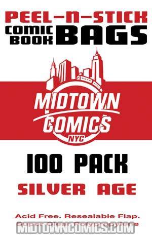 Silver Age Size Comic Book Bags Peel-N-Stick 100-Pack