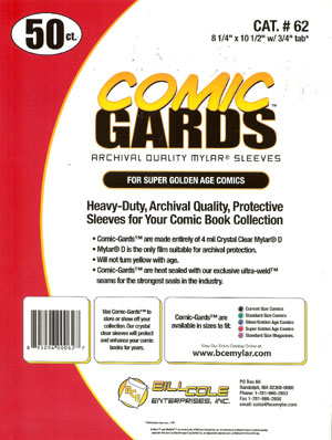 Bill Cole COMIC GARDS Super Golden Age Size 4-mm Mylar Sleeves 50-Count