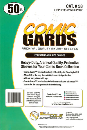 Bill Cole COMIC GARDS Standard Size 4-mm Mylar Sleeves 50-Count