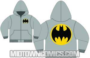 Batman Symbol Previews Exclusive Silver Gray Zip-Up Hoodie Medium