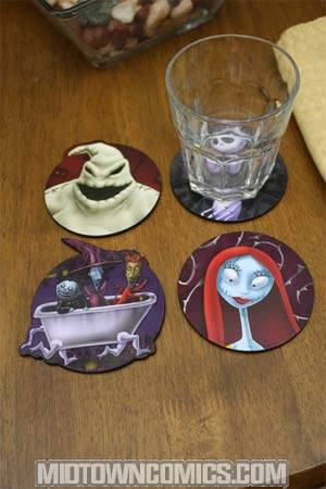 Nightmare Before Christmas 2010 Wooden Coaster Set Characters
