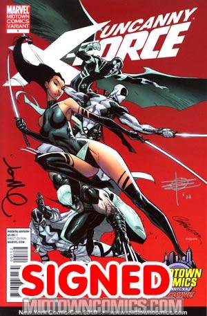 Uncanny X-Force #1 Cover I J Scott Campbell Midtown Comics Variant Cover Signed By Jerome Opena & Rick Remender