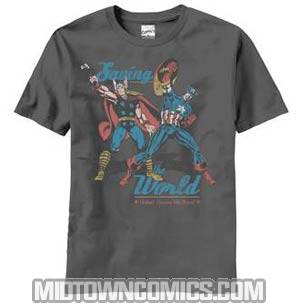 Avengers Defending Earth Charcoal T-Shirt Large