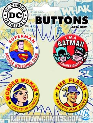 DC Comics 75th Anniversary Carded 4-Piece Button Set