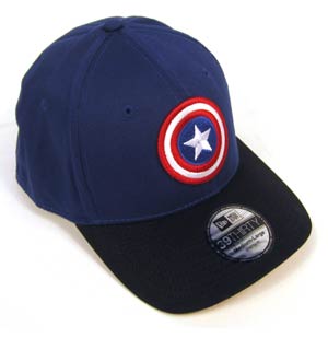 Captain America Movie Symbol Hero Official Blue Black Cap Flex Fit M/L