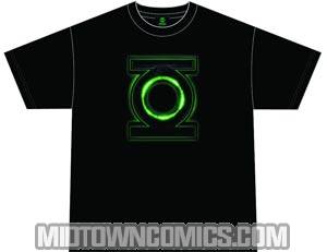 Green Lantern Movie Glow Logo Previews Exclusive Black T-Shirt Large