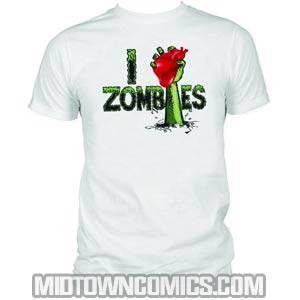 I Heart Zombies White T-Shirt Large