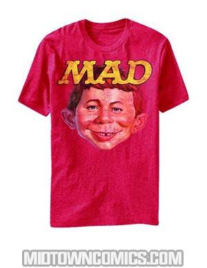 MAD Alfred E Neuman Logo Heather Red T-Shirt Large