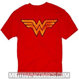 Wonder Woman Distressed Logo Red T-Shirt Large