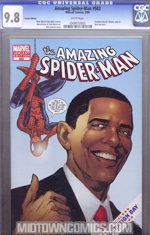 Amazing Spider-Man Vol 2 #583 CGC 9.8 Cover B 1st Ptg Variant Barack Obama Cover