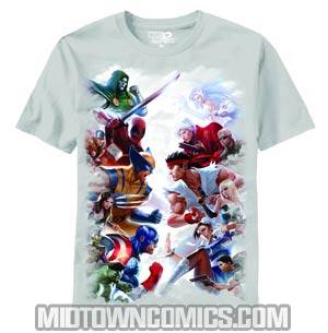 Marvel vs Capcom Capcom Gods Silver T-Shirt Large