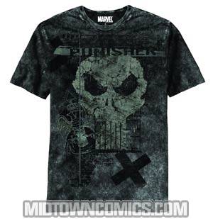 Punisher Broken Shadows Black Mineral Wash T-Shirt Large