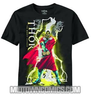 Thor Movie Strikes Twice Black T-Shirt Large