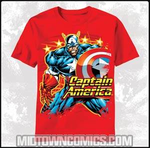 Captain America American Grizzly Red Youth T-Shirt Large
