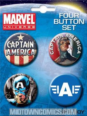 Marvel Comics Captain America Carded 4-Button Set (81800BT4)