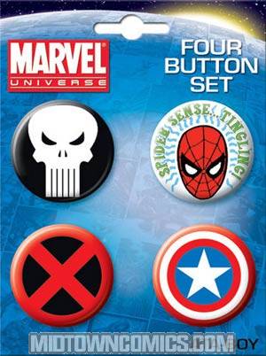 Marvel Comics Logos Carded 4-Button Set (81644BT4)