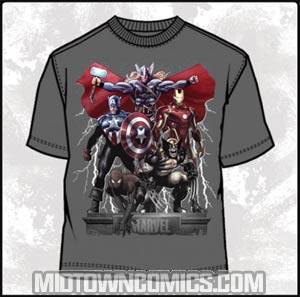 Avengers Lightning Storm Charcoal T-Shirt Large