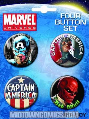 Marvel Heroes 4-Piece Button Set - Captain America (81924BT4)