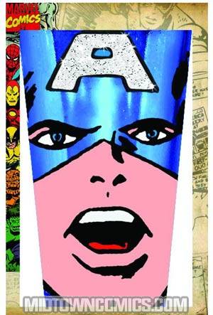 Captain America Boxed 16-Ounce Pub Glass Colored Glass & Glitter