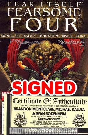 Fear Itself Fearsome Four #1 Cover B Signed By Brandon Montclare Michael Kaluta & Ryan Bodenheim