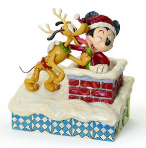Disney Traditions St Mick And Pluto The Reindeer Figurine