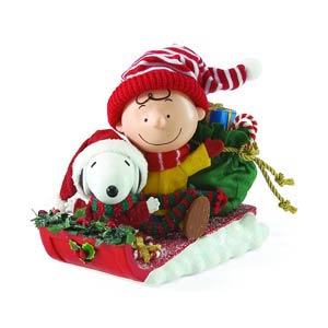 Possible Dreams Charlie Brown & Snoopy In Sled Figurine